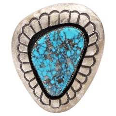 Vintage Jackson Sterling Silver Spiderweb Turquoise Statement Ring