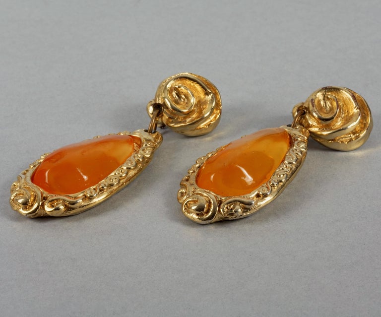 Boucles D'Oreilles Clips Vintage En Résine - Style Créateur, Marque Jacky De G
