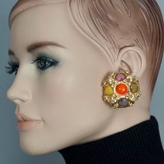 JACKY DE G Boucles d'oreilles vintage en forme de cœur en grappes multicolores