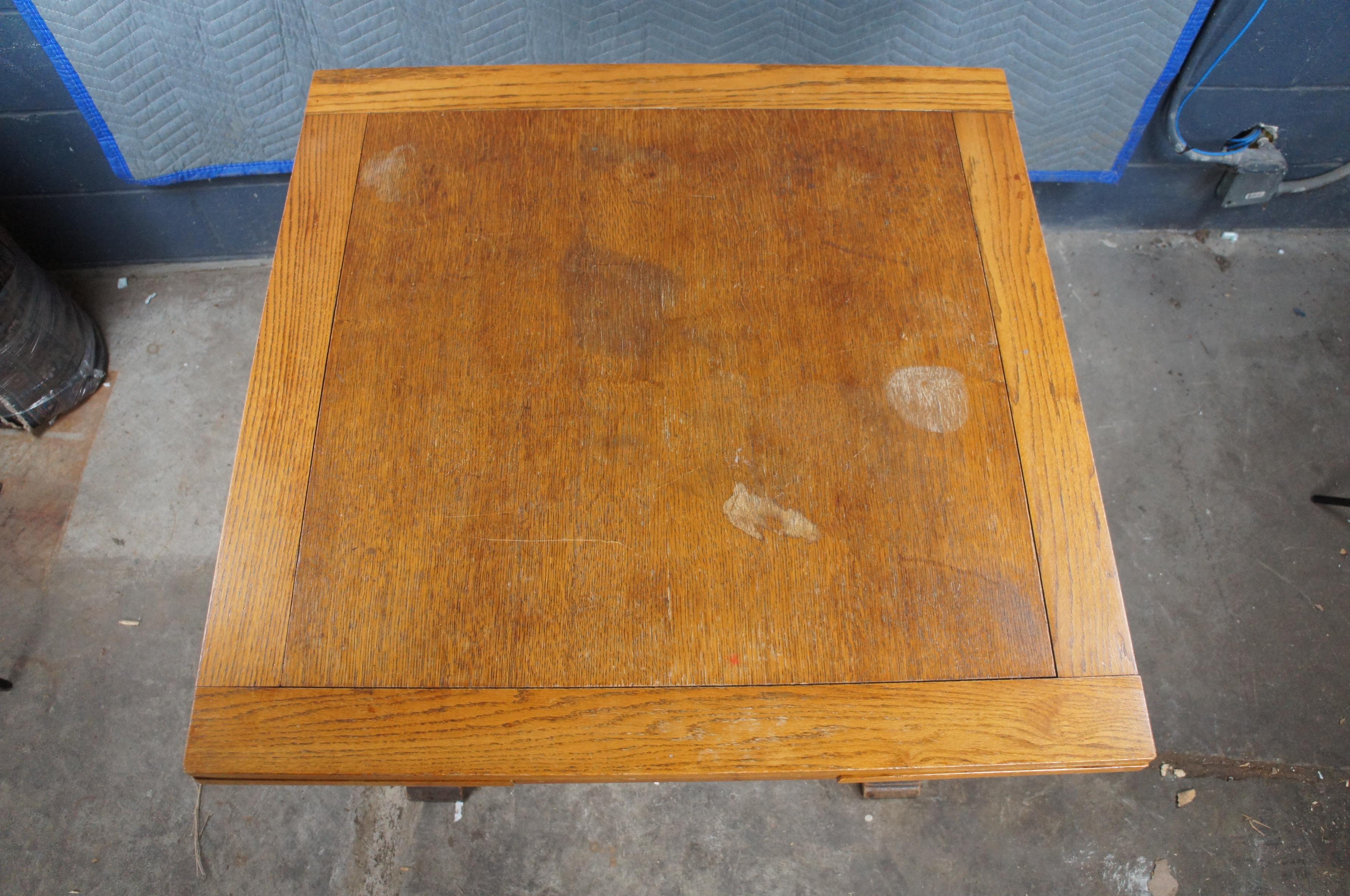 Vintage Jacob Summers & Sons Tavolo elisabettiano giacobiano inglese in quercia con ante a strappo In condizioni discrete in vendita a Dayton, OH