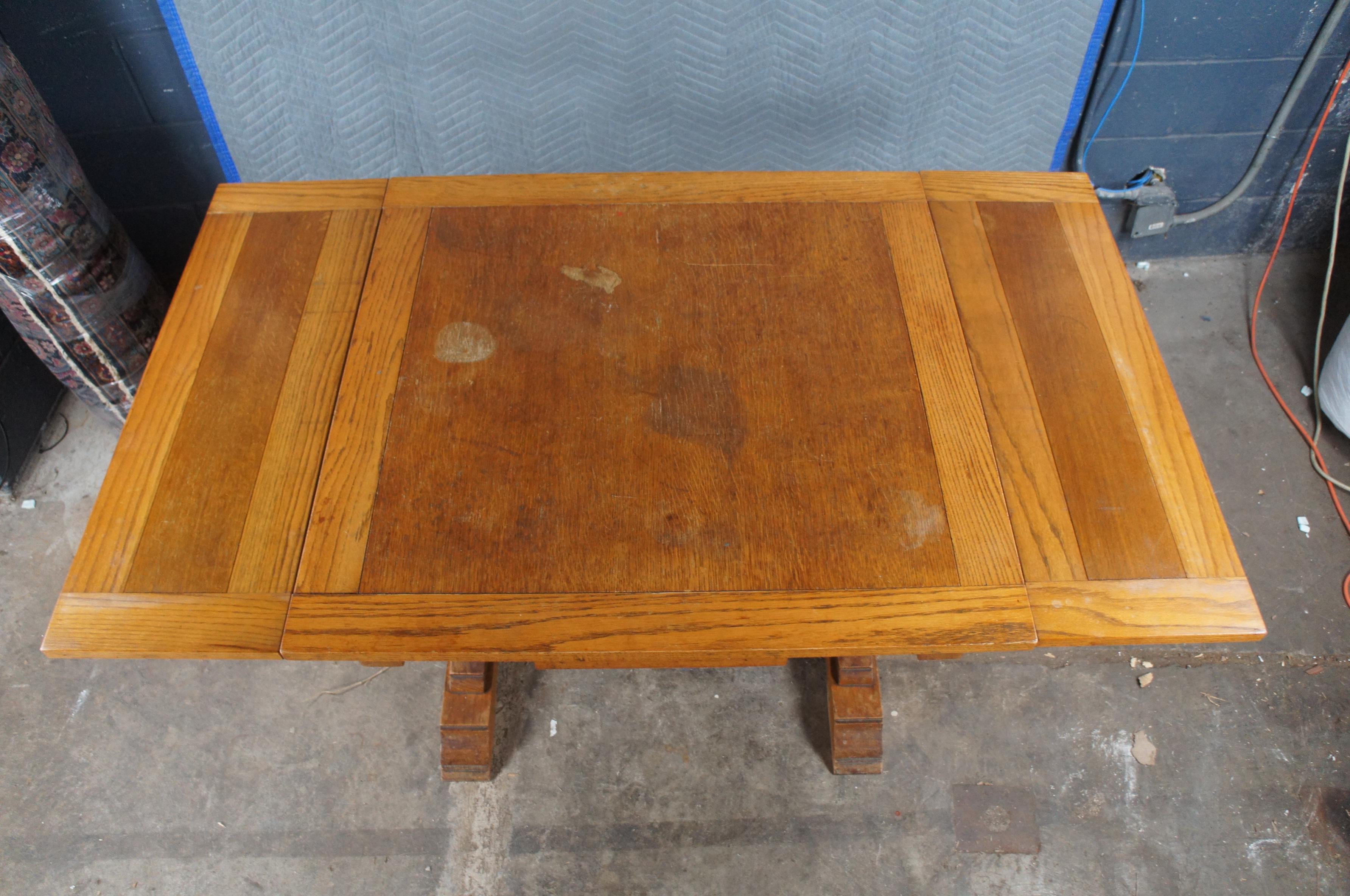 Vintage Jacob Summers & Sons Tavolo elisabettiano giacobiano inglese in quercia con ante a strappo in vendita 2