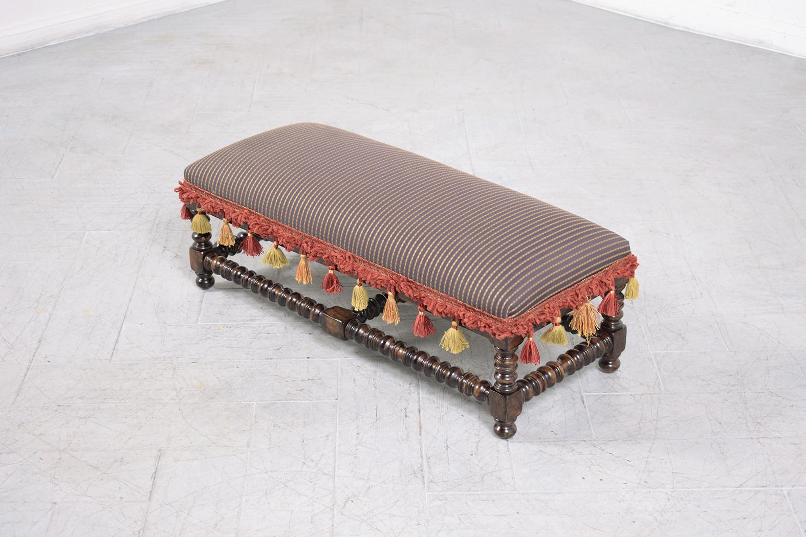 Vintage Jacobean  Low Bench In Good Condition In Los Angeles, CA