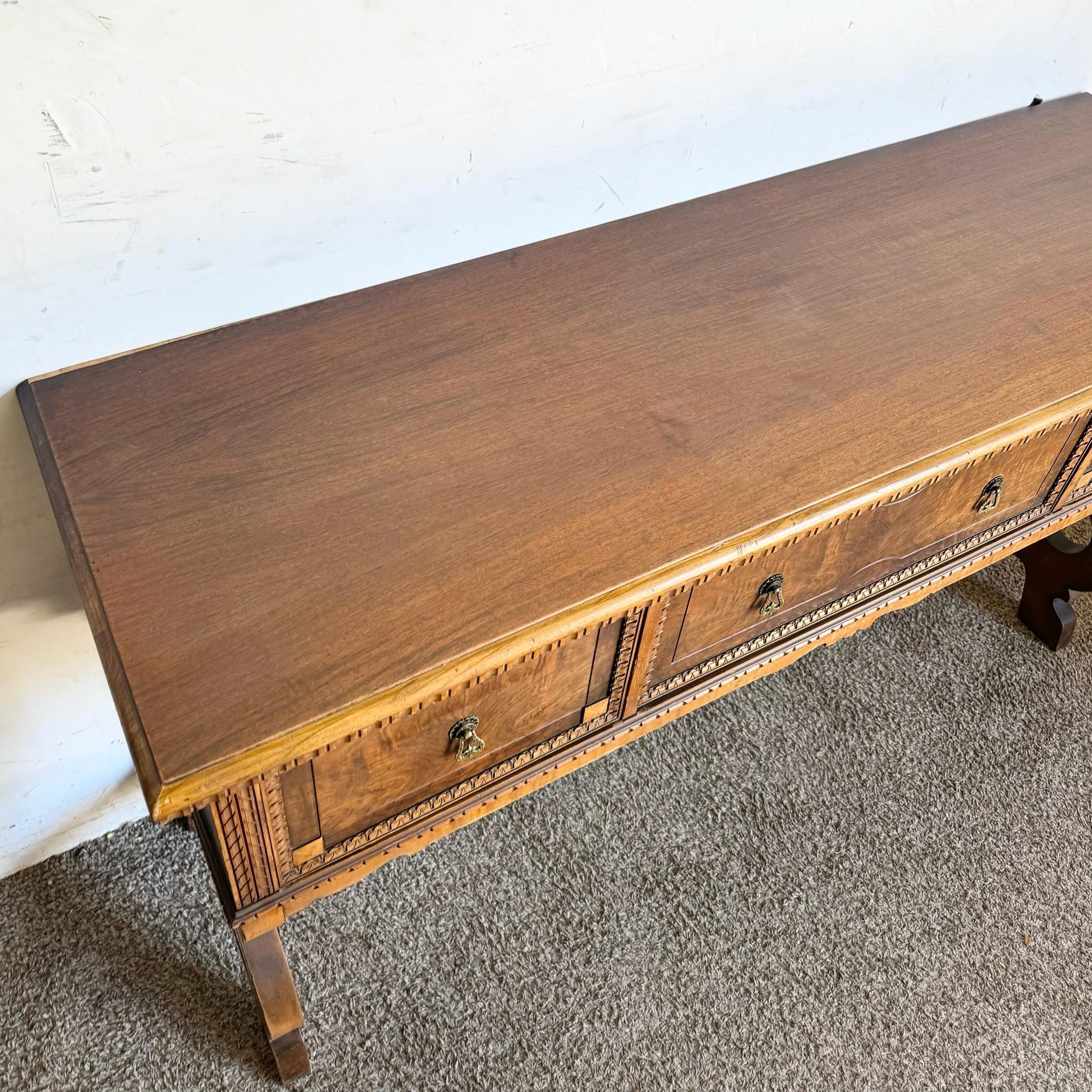 Americano Server/Sideboard in radica e noce in stile Jacobean d'epoca in vendita