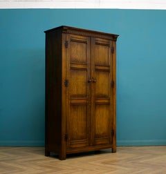 Vintage Jacobean Style Oak Wardrobe, 1950s