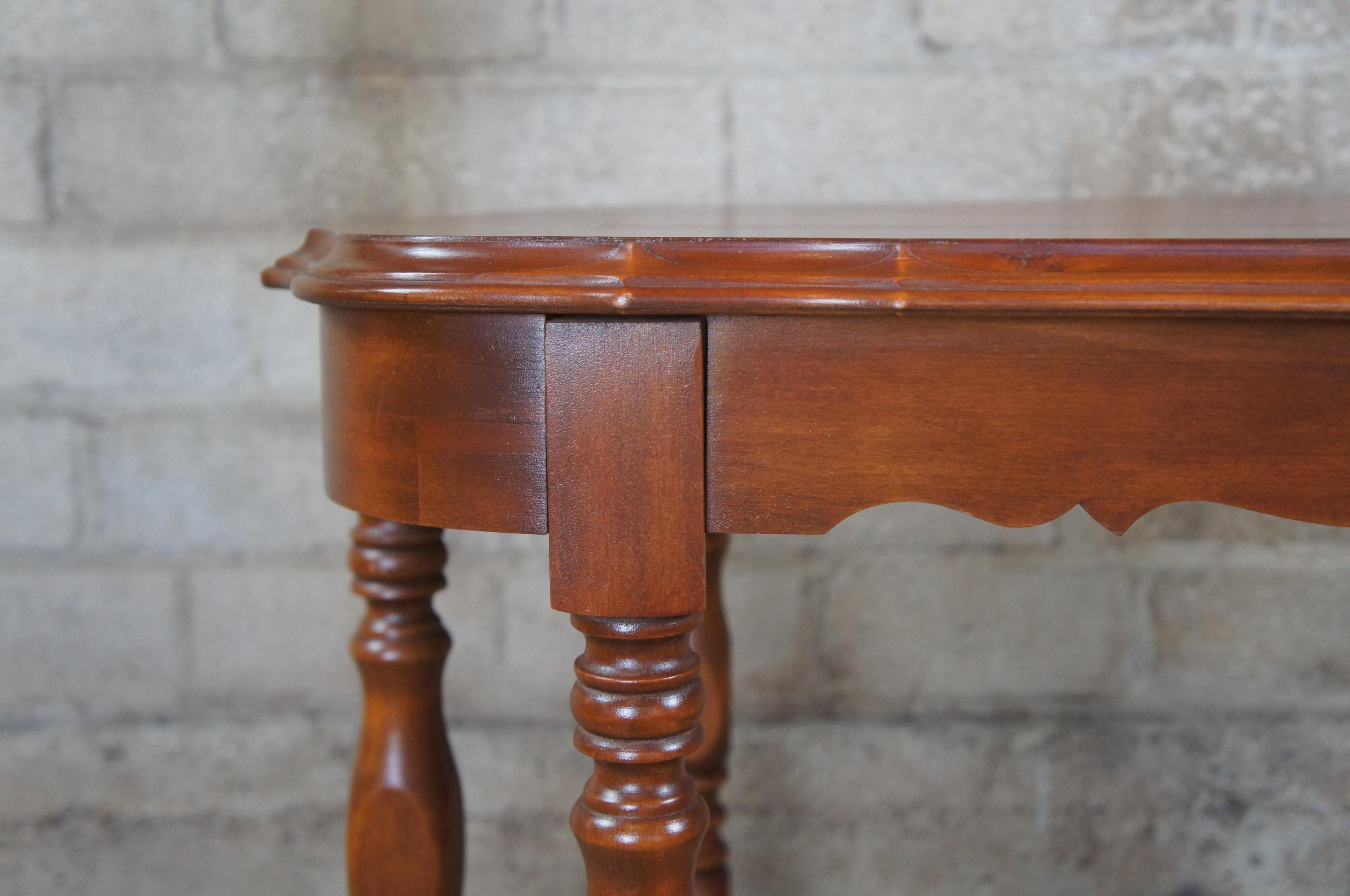 20th Century Vintage Jacobean Walnut Rectangular Scalloped Side End Accent Parlor Table