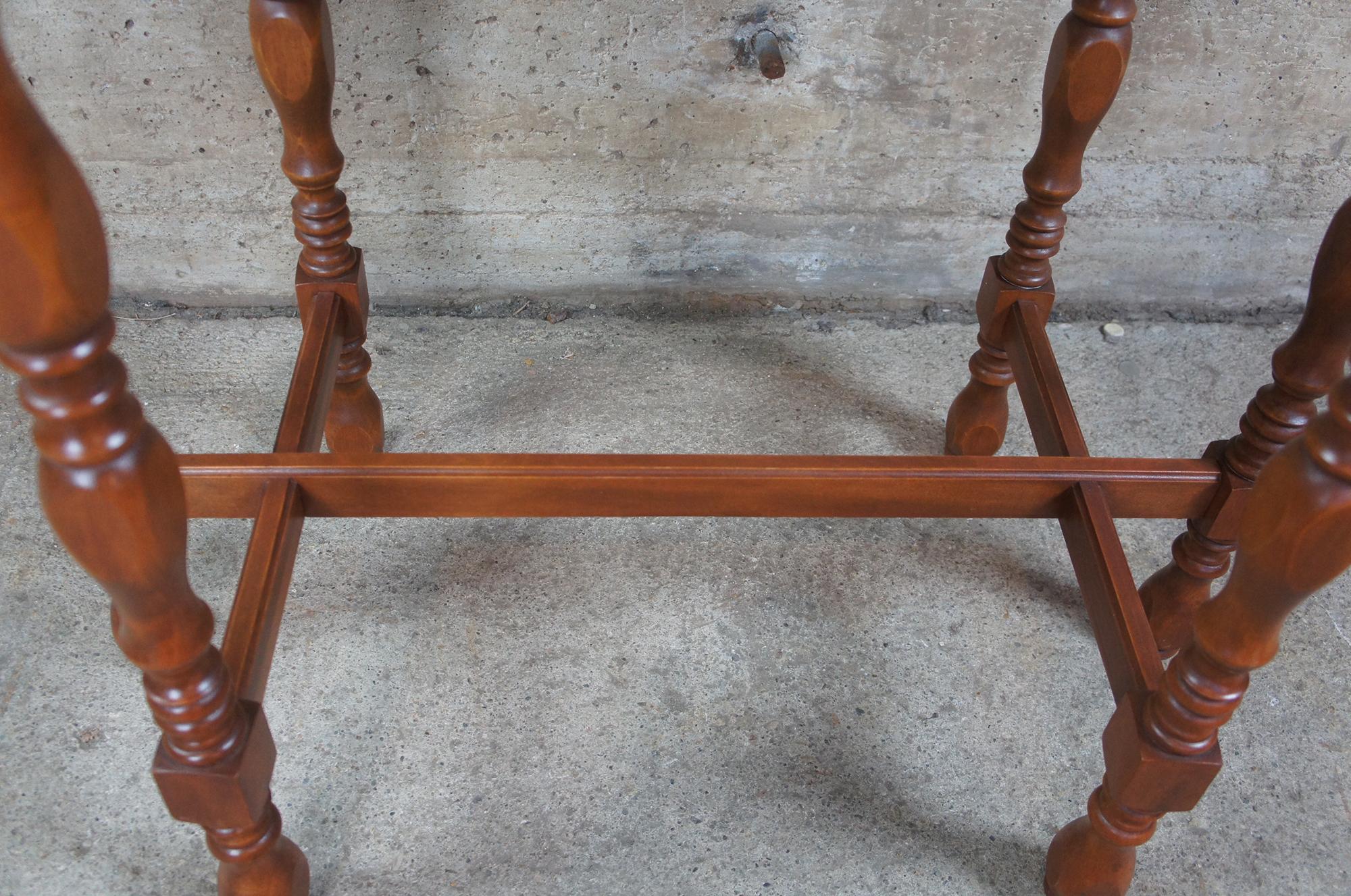 Vintage Jacobean Walnut Rectangular Scalloped Side End Accent Parlor Table 1