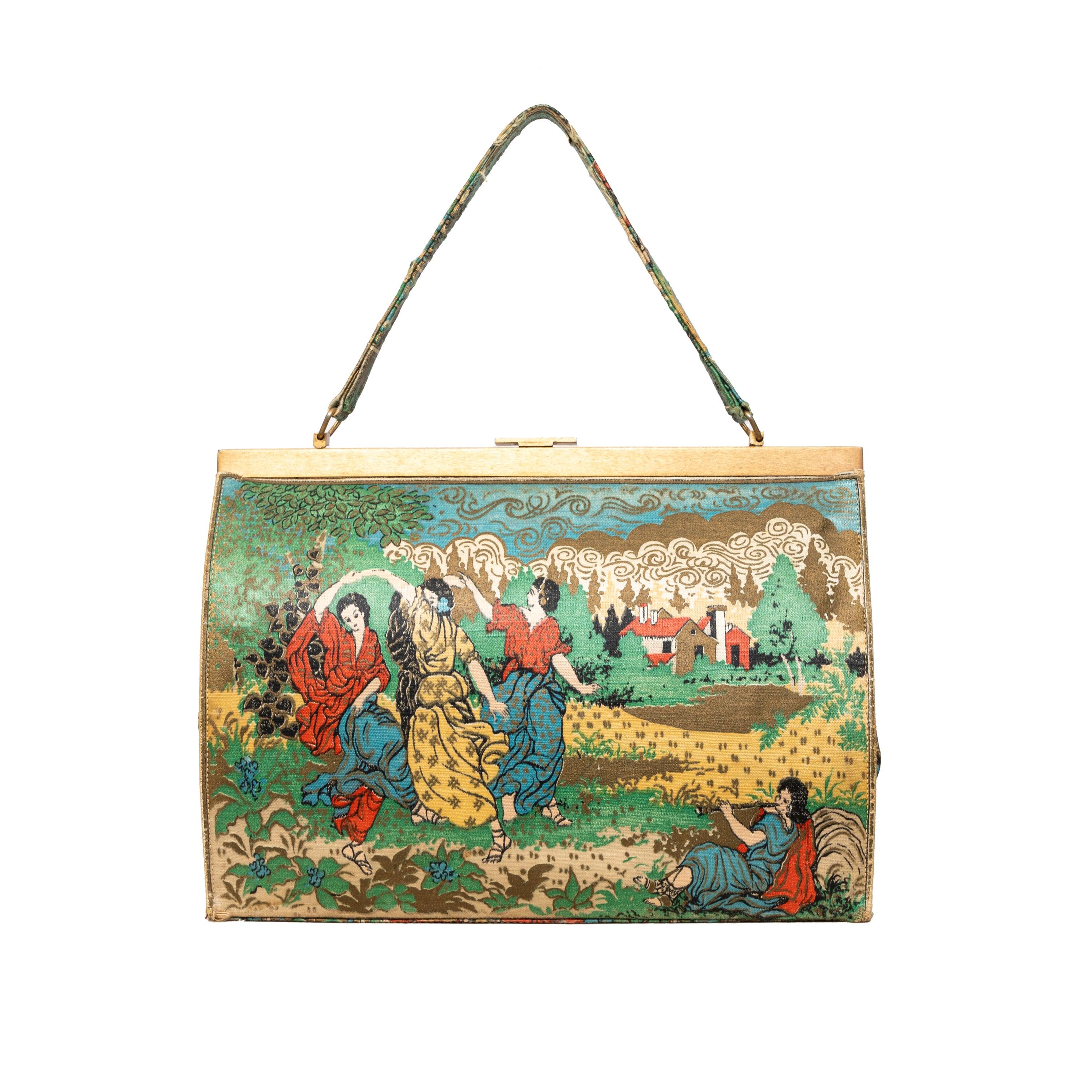 Brown Vintage Jacquard Handbag - '80s