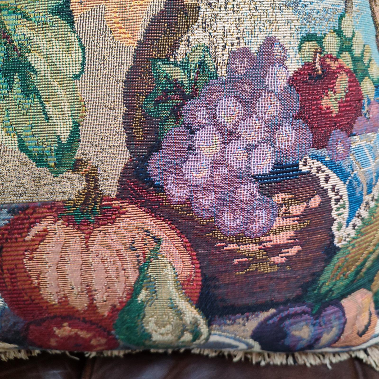 Lana Cuscini con nappe Jacquard d'epoca, coppia di cuscini decorativi degli anni '70, Francia in vendita