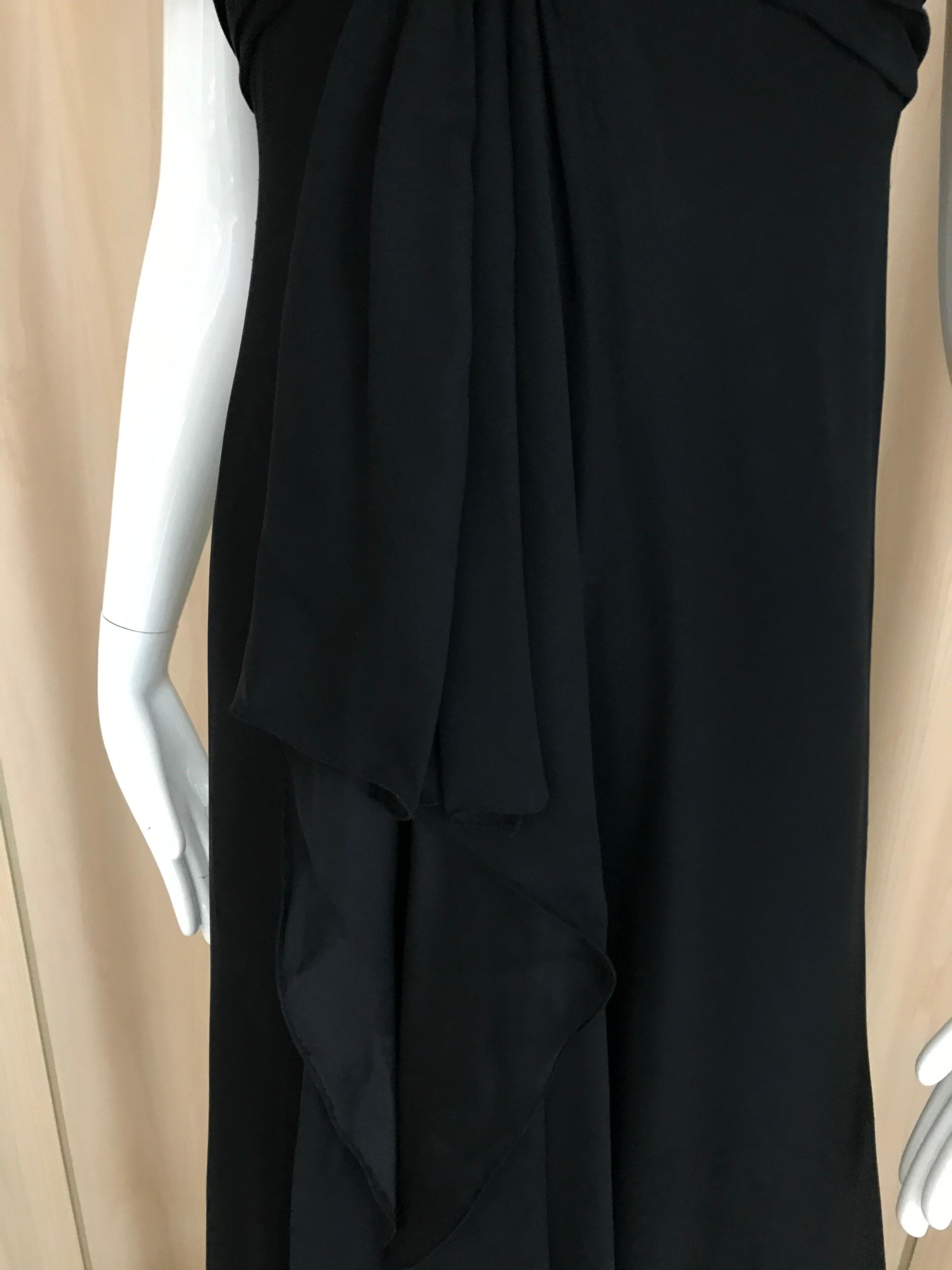 Vintage Jacqueline De Ribes Black Silk Gown  In Good Condition For Sale In Beverly Hills, CA