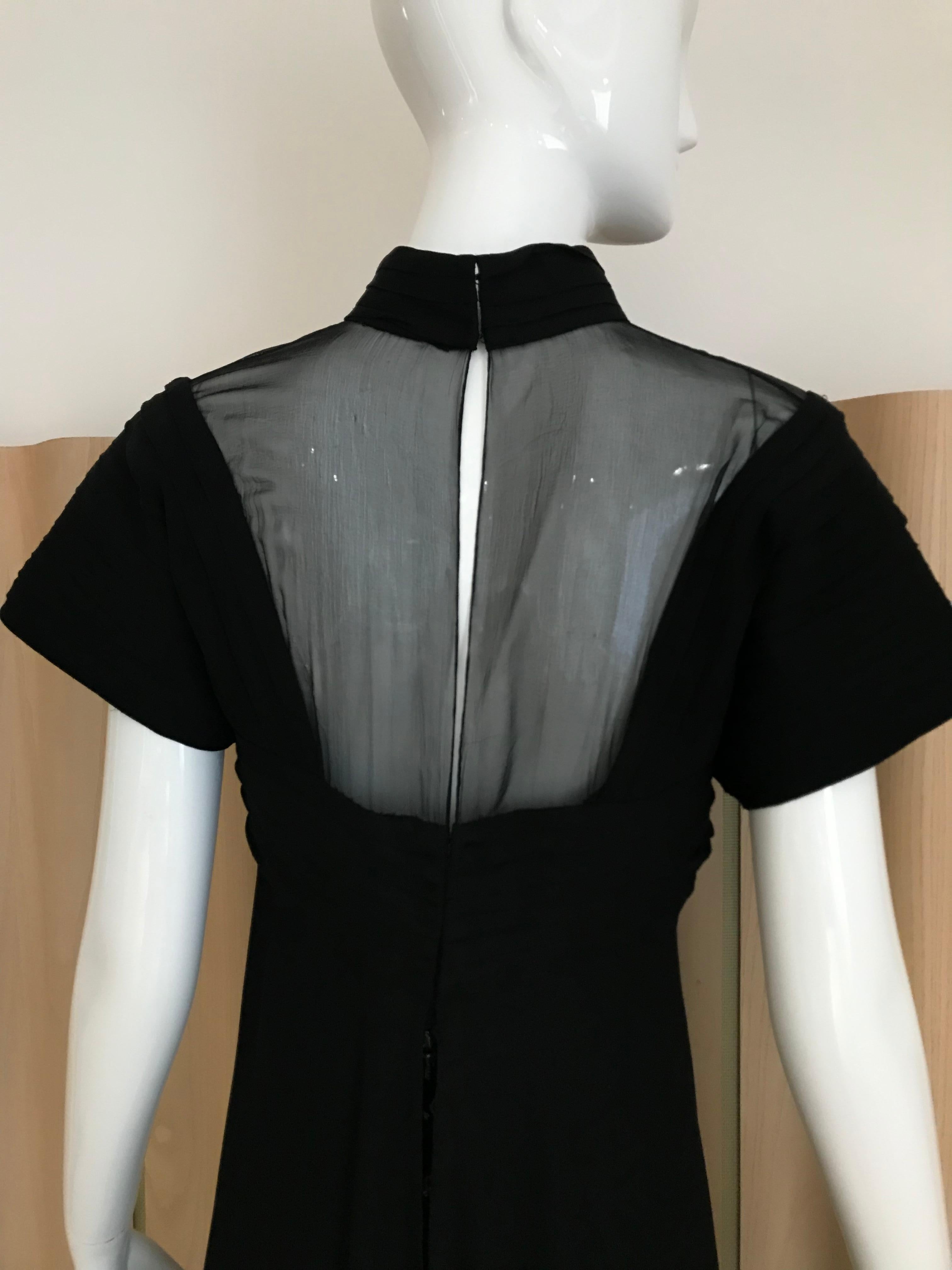 Vintage Jacqueline De Ribes Black Silk Gown  For Sale 1