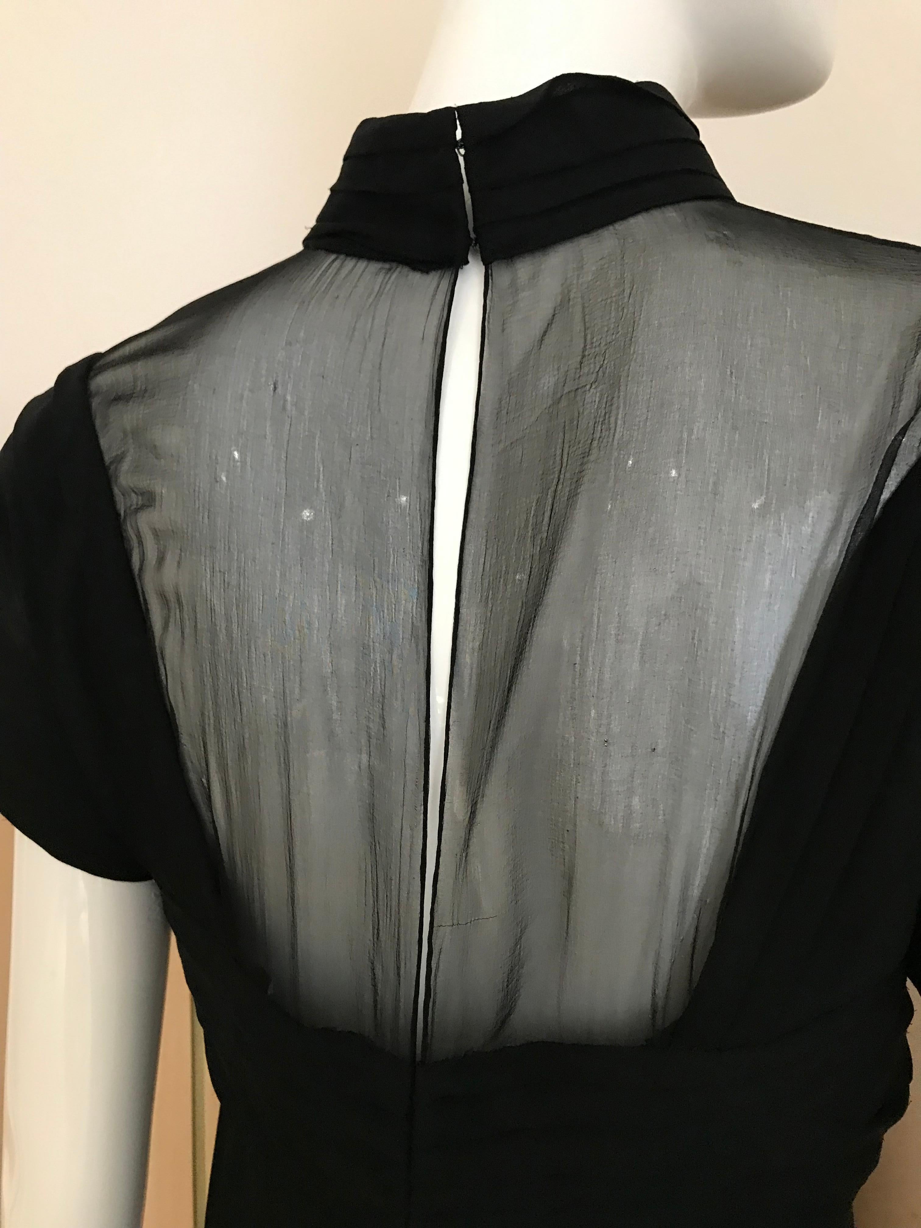 Vintage Jacqueline De Ribes Black Silk Gown  For Sale 2