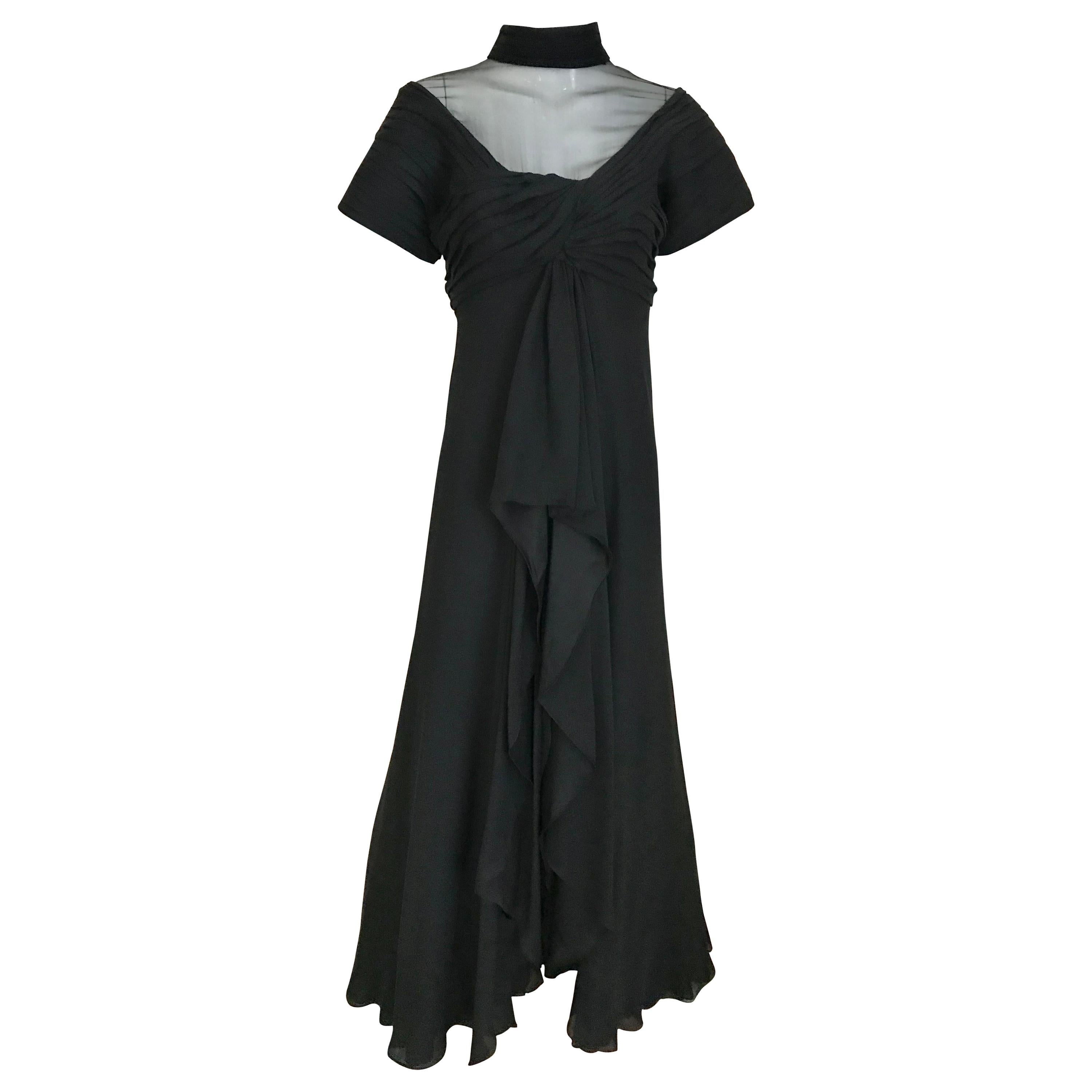 Vintage Jacqueline De Ribes Black Silk Gown 