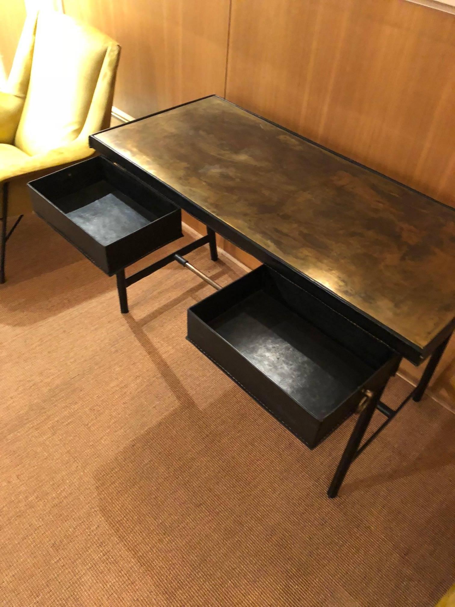 Mid-20th Century Vintage Jacques Adnet Leather Desk