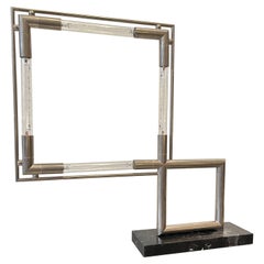 Lámpara de sobremesa Quadro vintage de Jacques Adnet para Lumen Center Italia ca. 1970