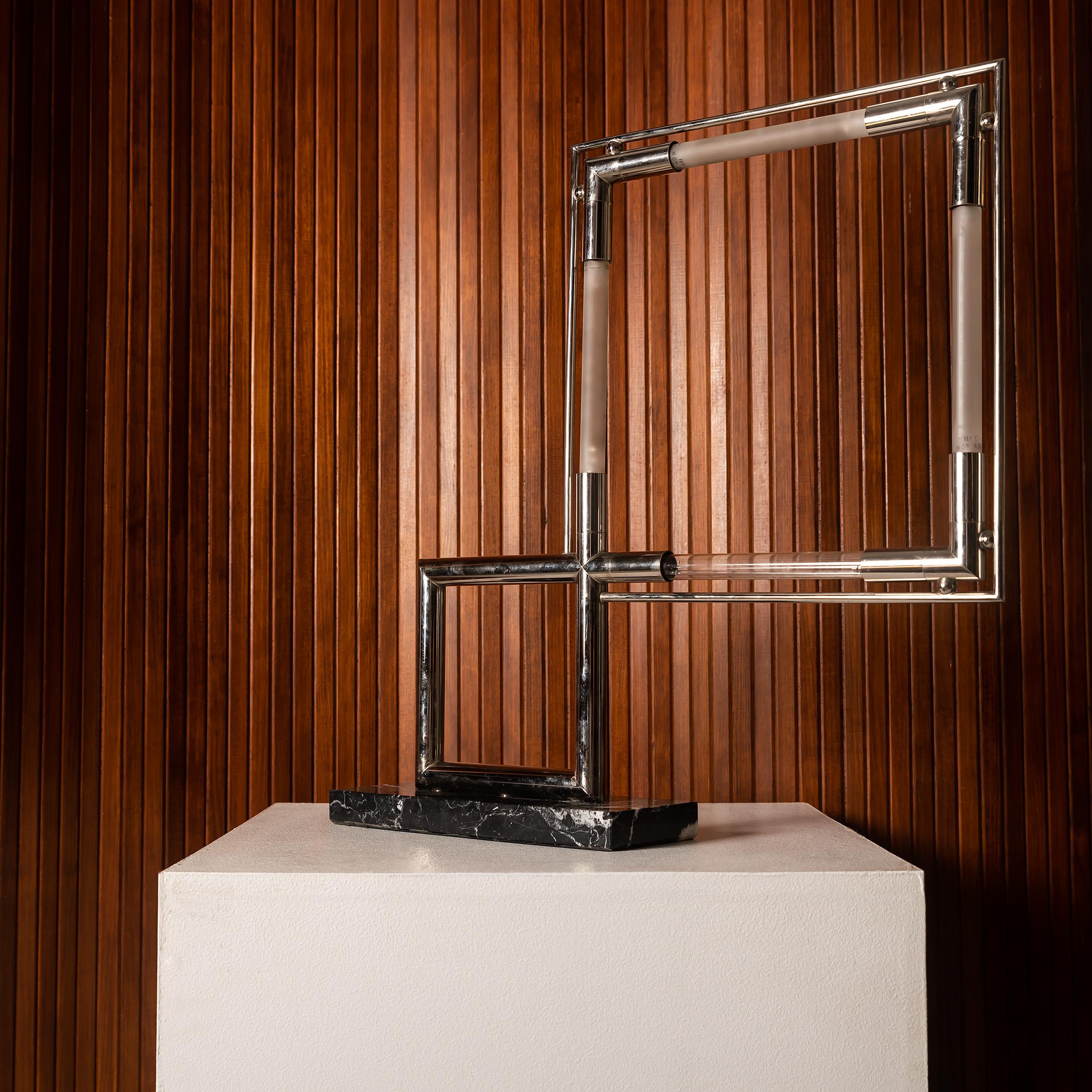 Vintage Jacques Adnet Quadro table lamp For Sale 4