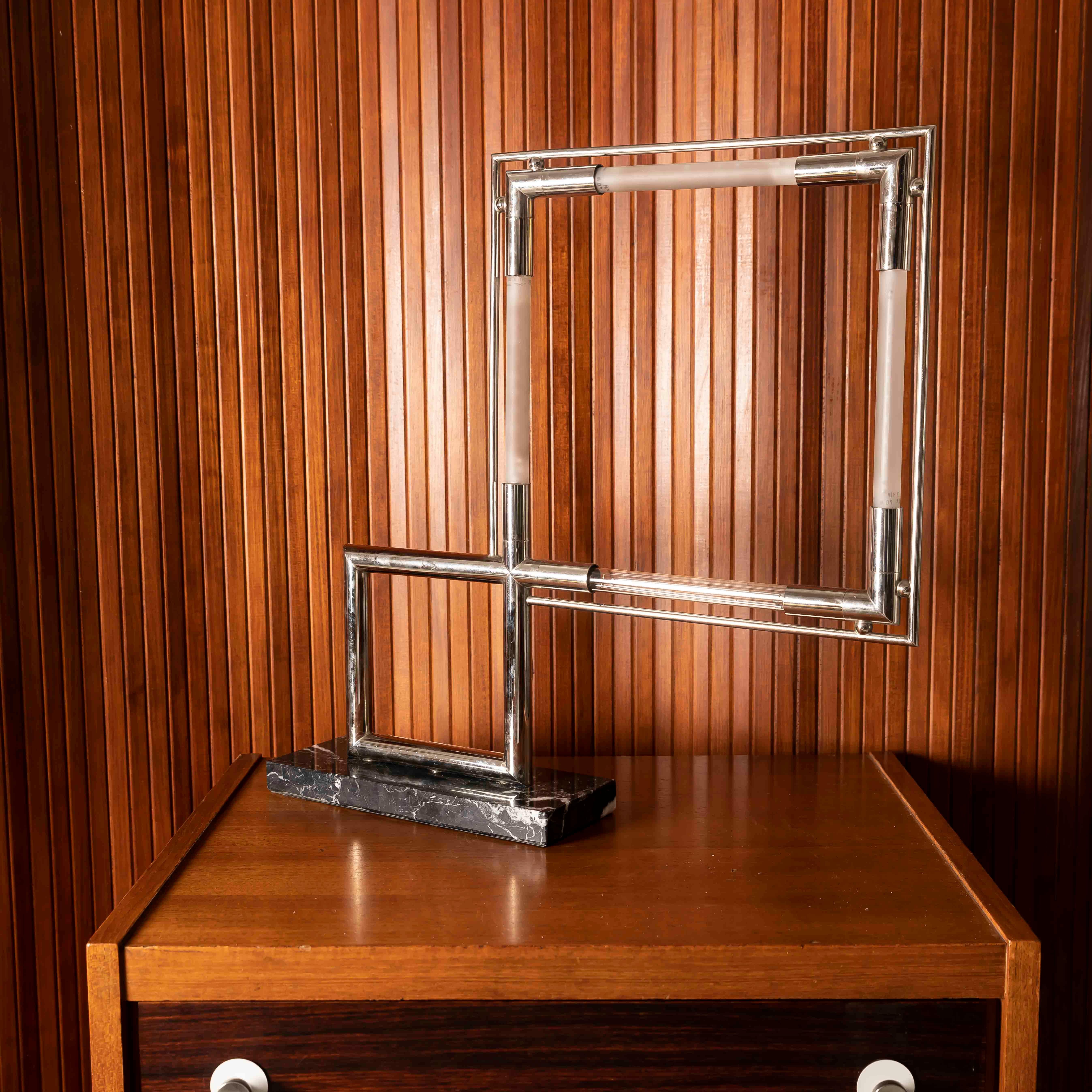 Late 20th Century Vintage Jacques Adnet Quadro table lamp For Sale