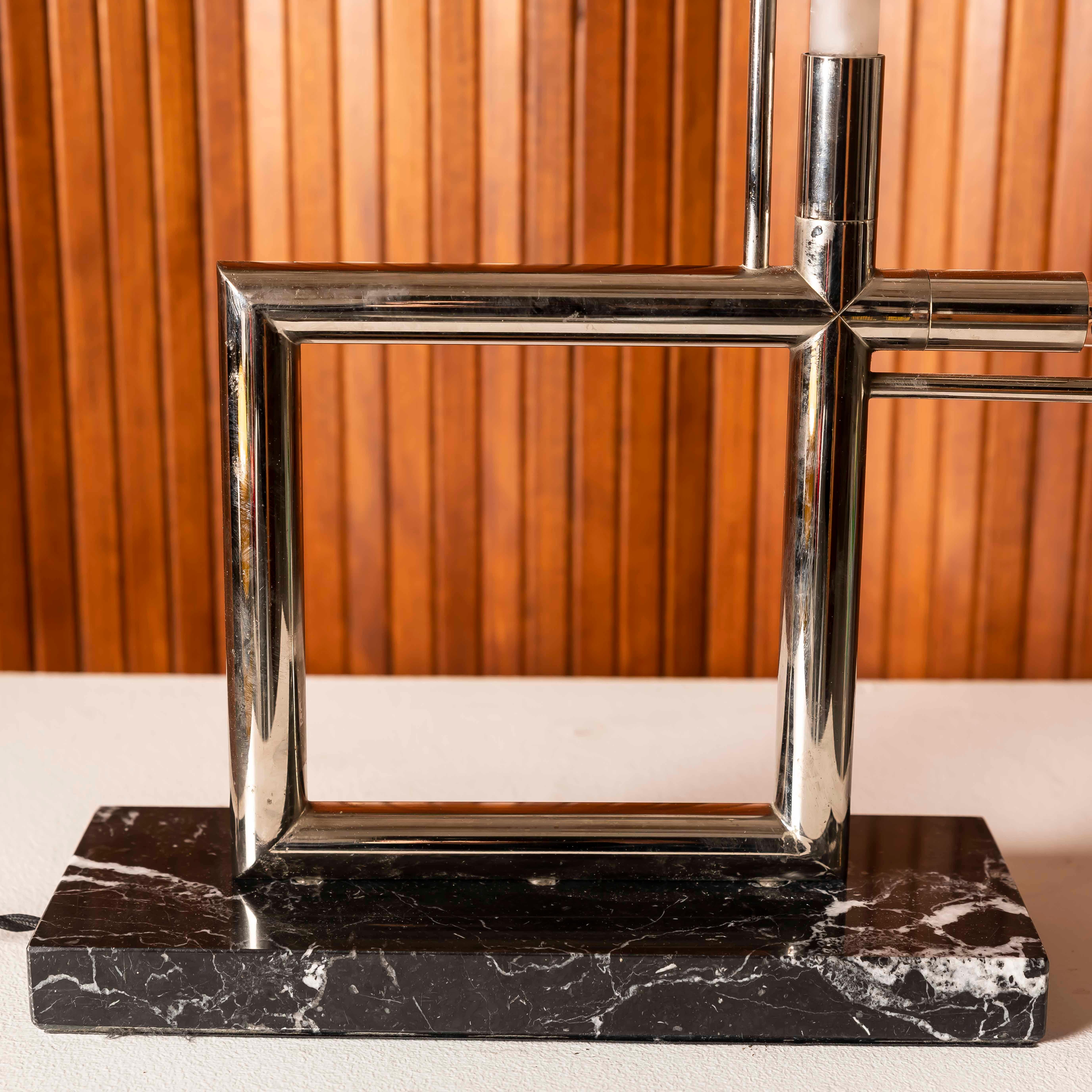 Vintage Jacques Adnet Quadro table lamp For Sale 1