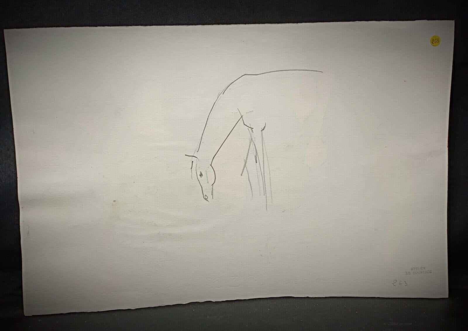 Dibujo Vintage Jacques Courtade, numerado 91 con sello - 2Y162 Papel en venta