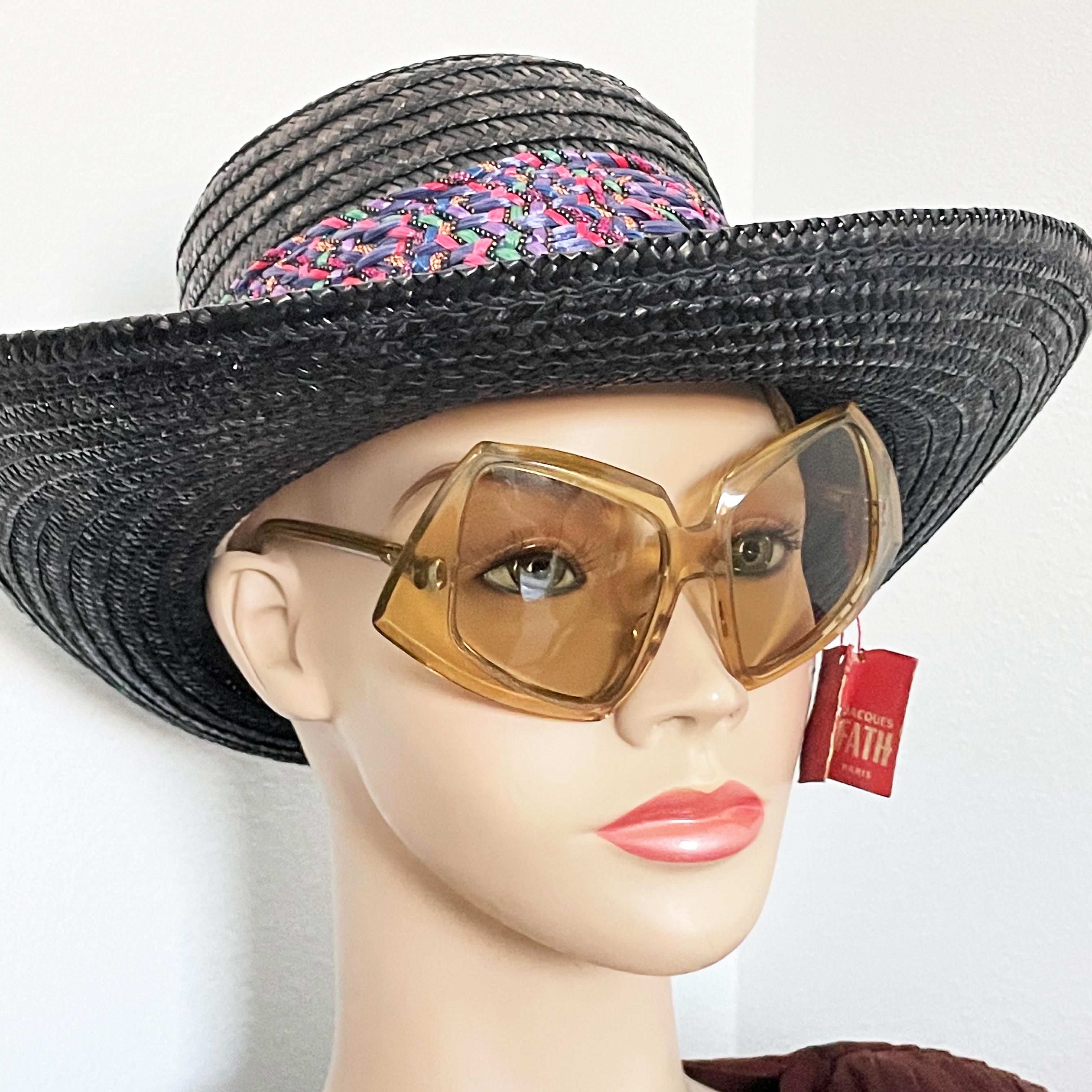 Brown Vintage Jacques Fath Sunglasses Oversized New Old Stock Mod Retro Style Sunnies For Sale