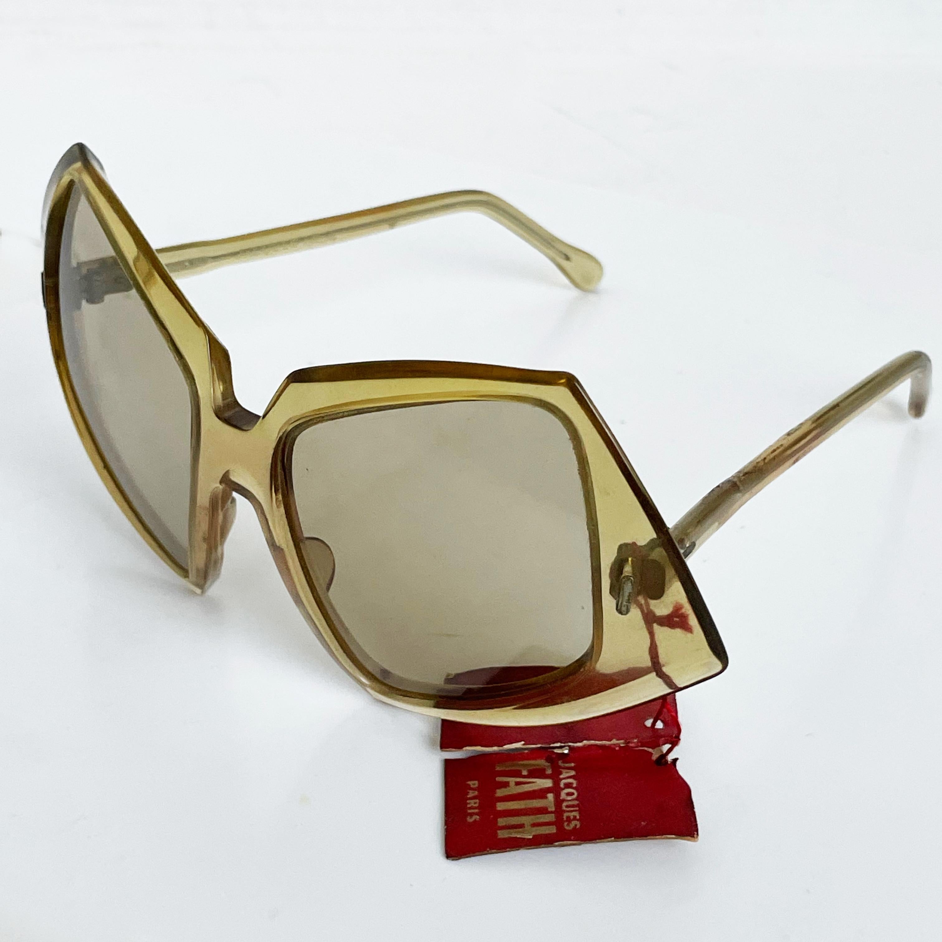 Women's or Men's Vintage Jacques Fath Sunglasses Oversized New Old Stock Mod Retro Style Sunnies For Sale
