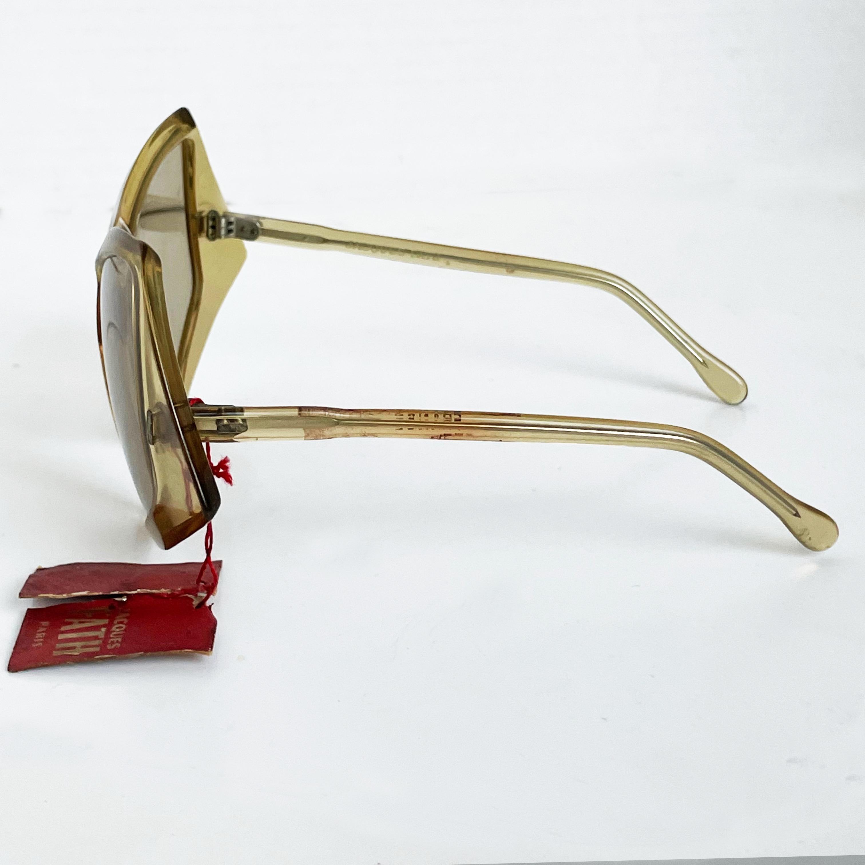 Vintage Jacques Fath Sunglasses Oversized New Old Stock Mod Retro Style Sunnies For Sale 1