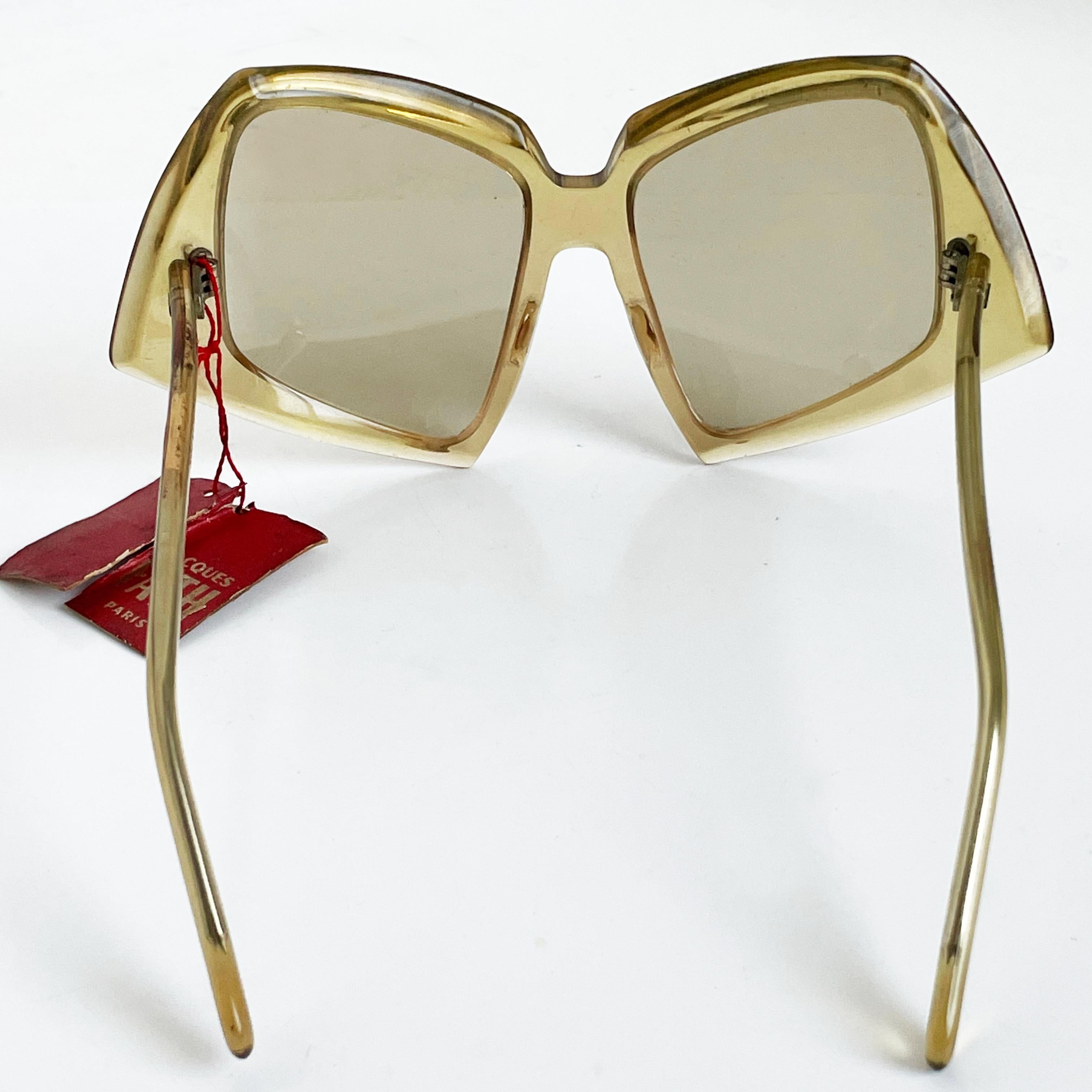 Vintage Jacques Fath Sunglasses Oversized New Old Stock Mod Retro Style Sunnies For Sale 2