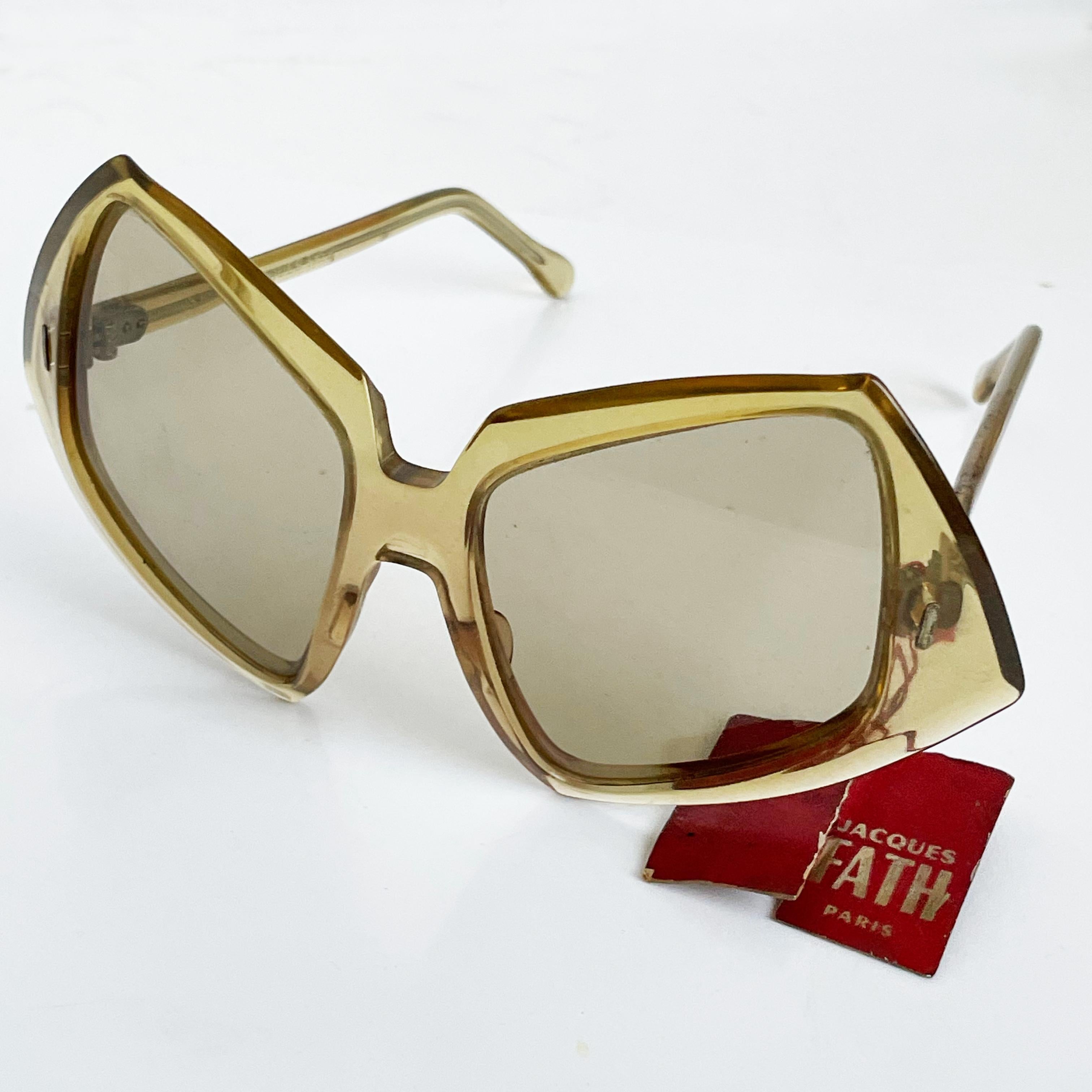 Vintage Jacques Fath Sunglasses Oversized New Old Stock Mod Retro Style Sunnies For Sale 4