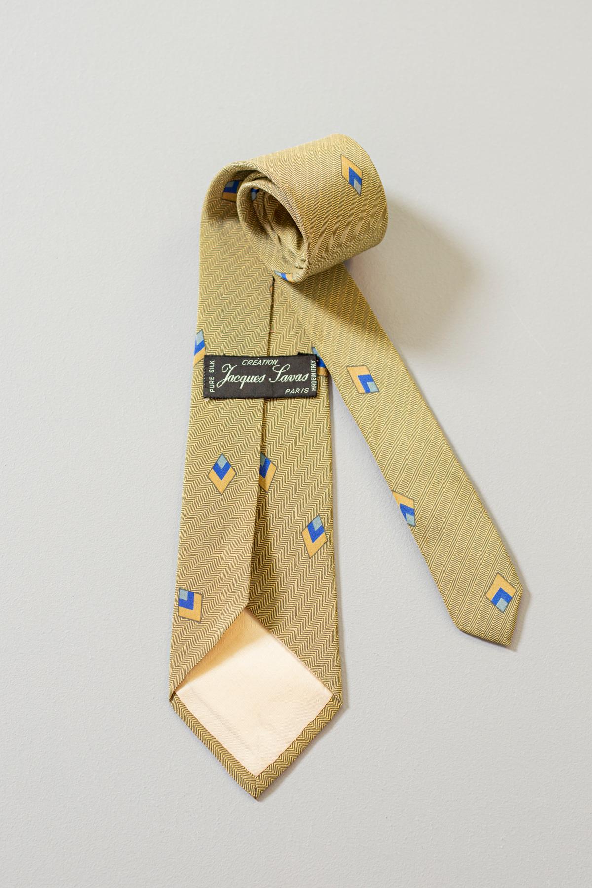 Beige Vintage Jacques Lavas 100% silk beige tie  For Sale