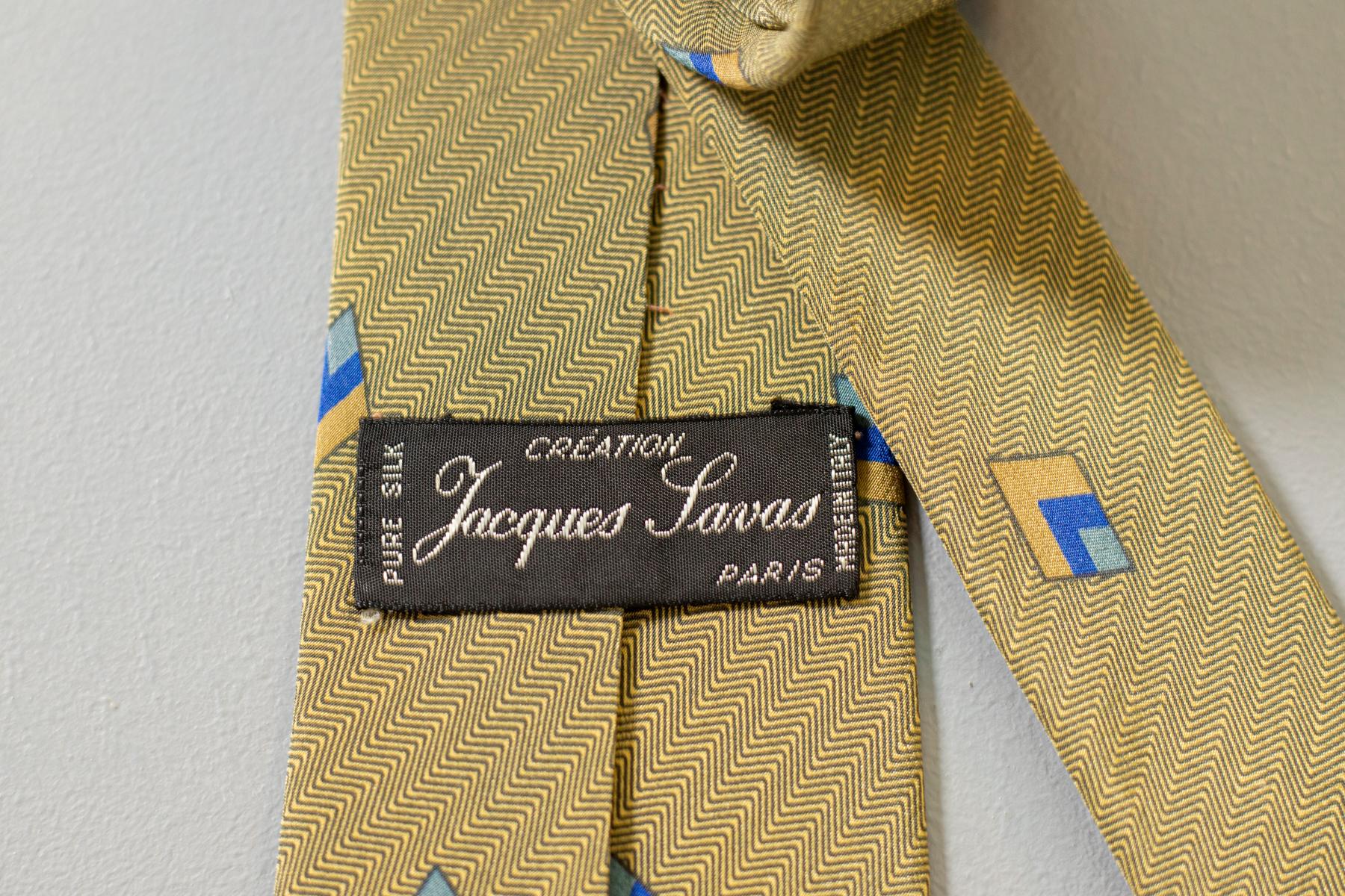 Vintage Jacques Lavas 100% silk beige tie  In Good Condition For Sale In Milano, IT