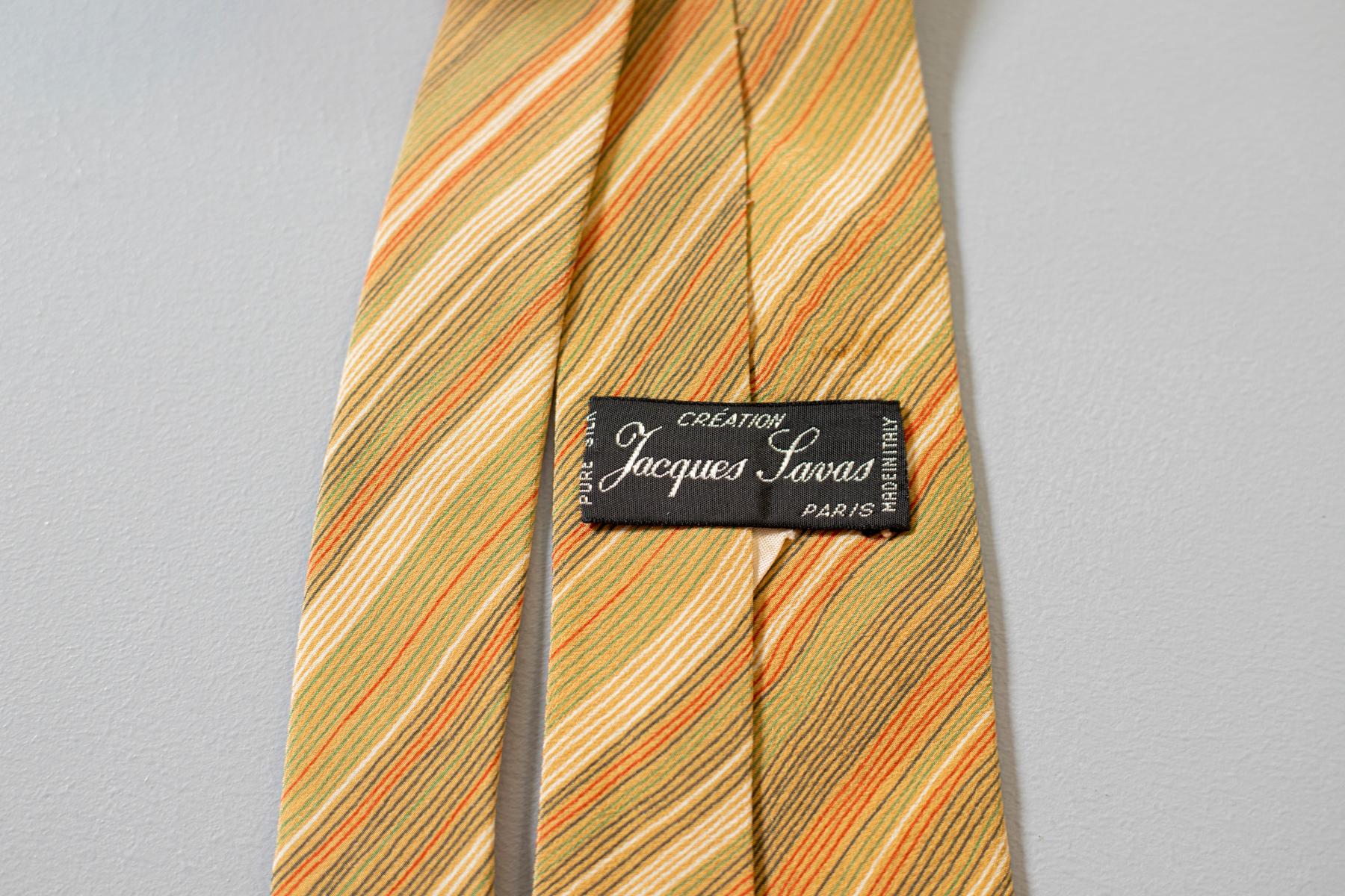 Yellow Vintage Jacques Lavas 100% silk yellow tie  For Sale