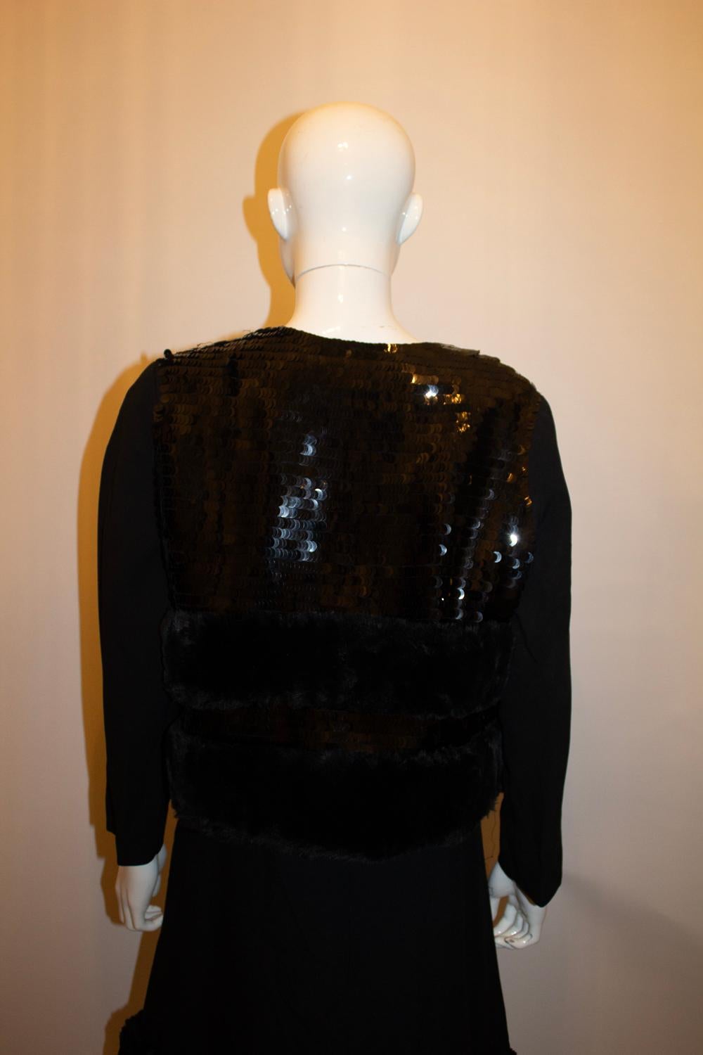 Vintage Jacques Reval Paris Robe et veste avec paillettes et fourrure en vente 3