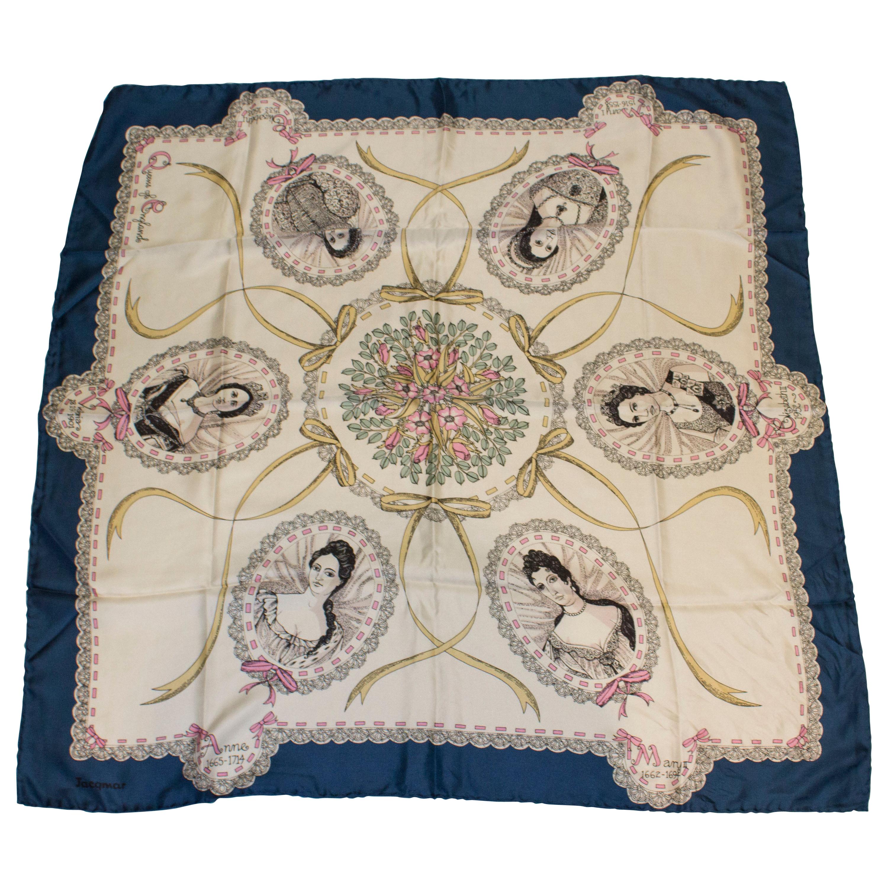 Vintage Jacqumar Silk Scarf 'Queens' For Sale