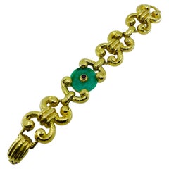 Vintage Jade 14k Gold Link Bracelet