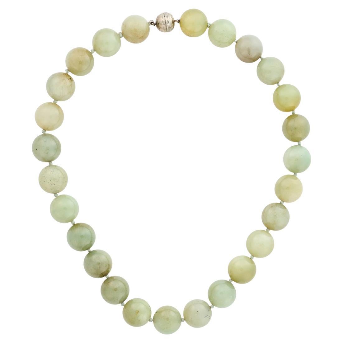 LARGE JADE 15.9mm BEADS NECKLACE from the collection of Shirley Conran DBE