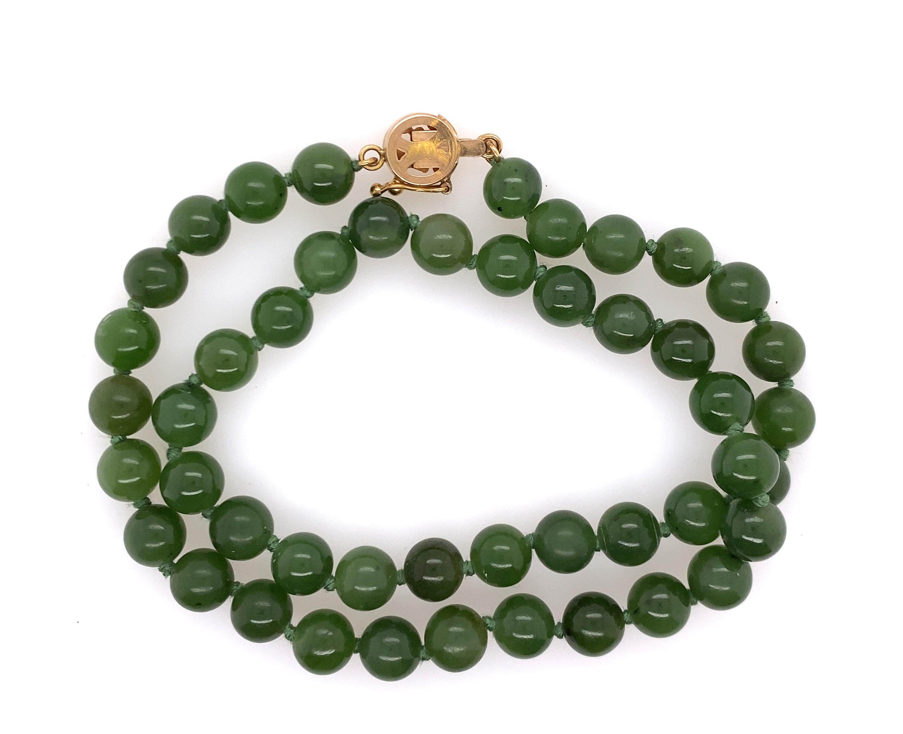 Vintage Retro Jade Necklace/Strand 14K Yellow Gold 16.5 Inch



Solid 14K Yellow Gold Clasp

100% Natural Jade Gemstone

Get Noticed With This Understated Elegance 

Absolute Perfection

An Honored and Timeless Addition to Any Jewelry Collection