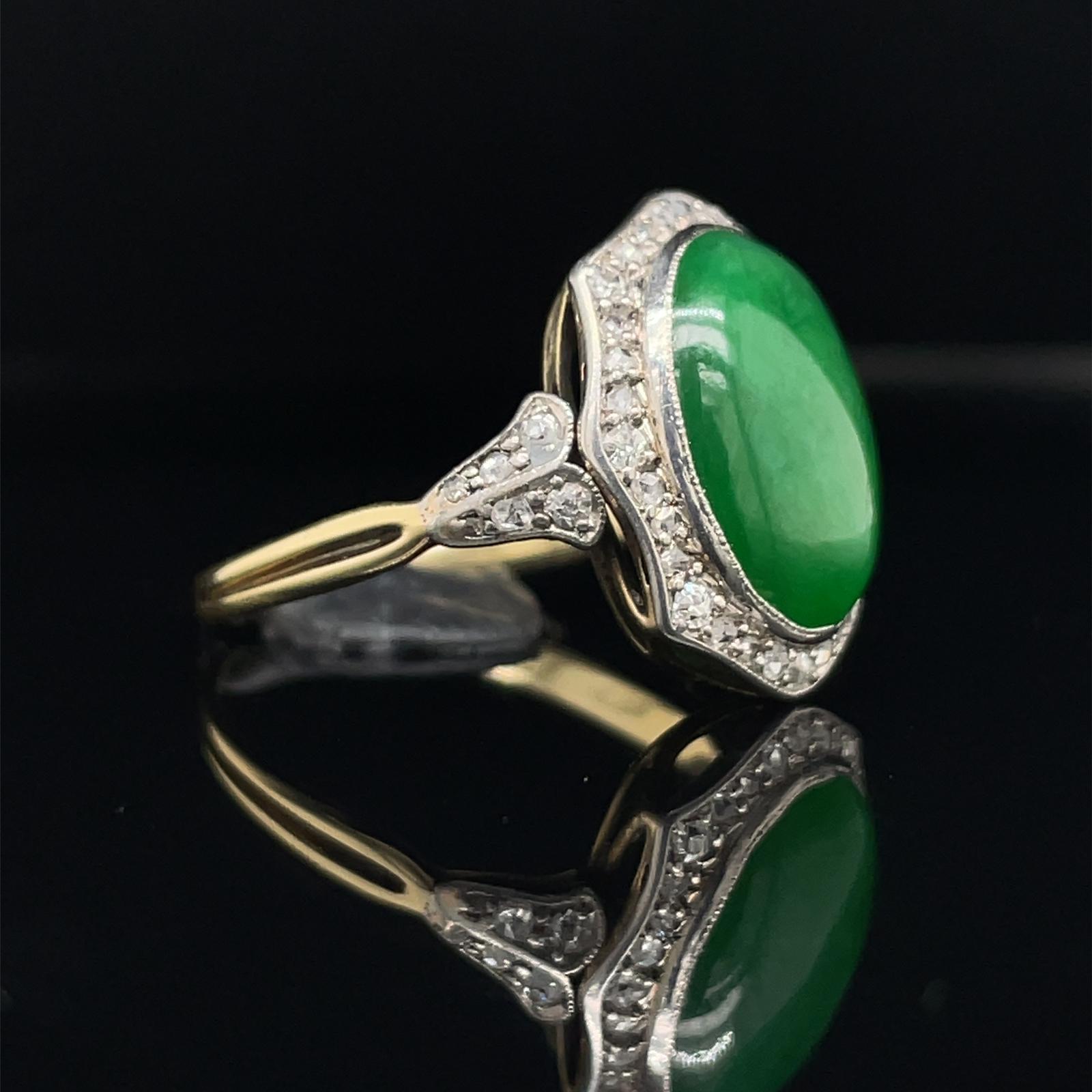 vintage jade and diamond ring
