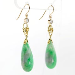 Vintage Jade Gold Earrings