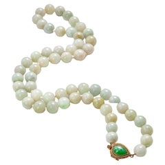 Vintage-Halskette aus Jade-Jade in Nuancen, zertifiziert und unbehandelt, 22"