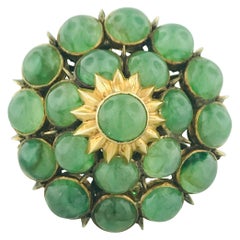 Vintage Jade Jadeite Ring, 14 Karat Yellow Gold and Bezel Setting