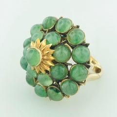 Vintage Jade Jadeite Ring, 14 Karat Yellow Gold and Bezel Setting