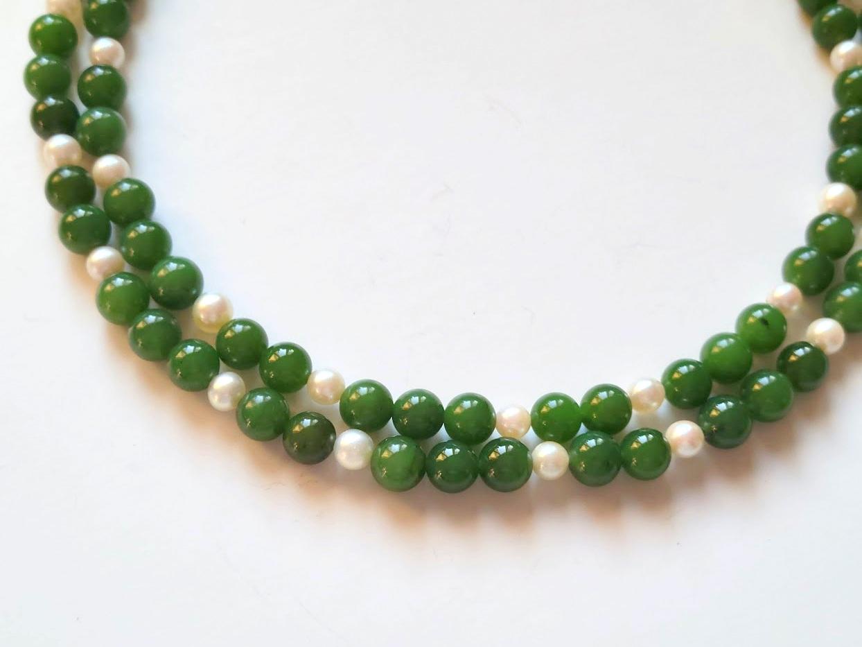 Daily Wear Necklace-Jade and Pearls