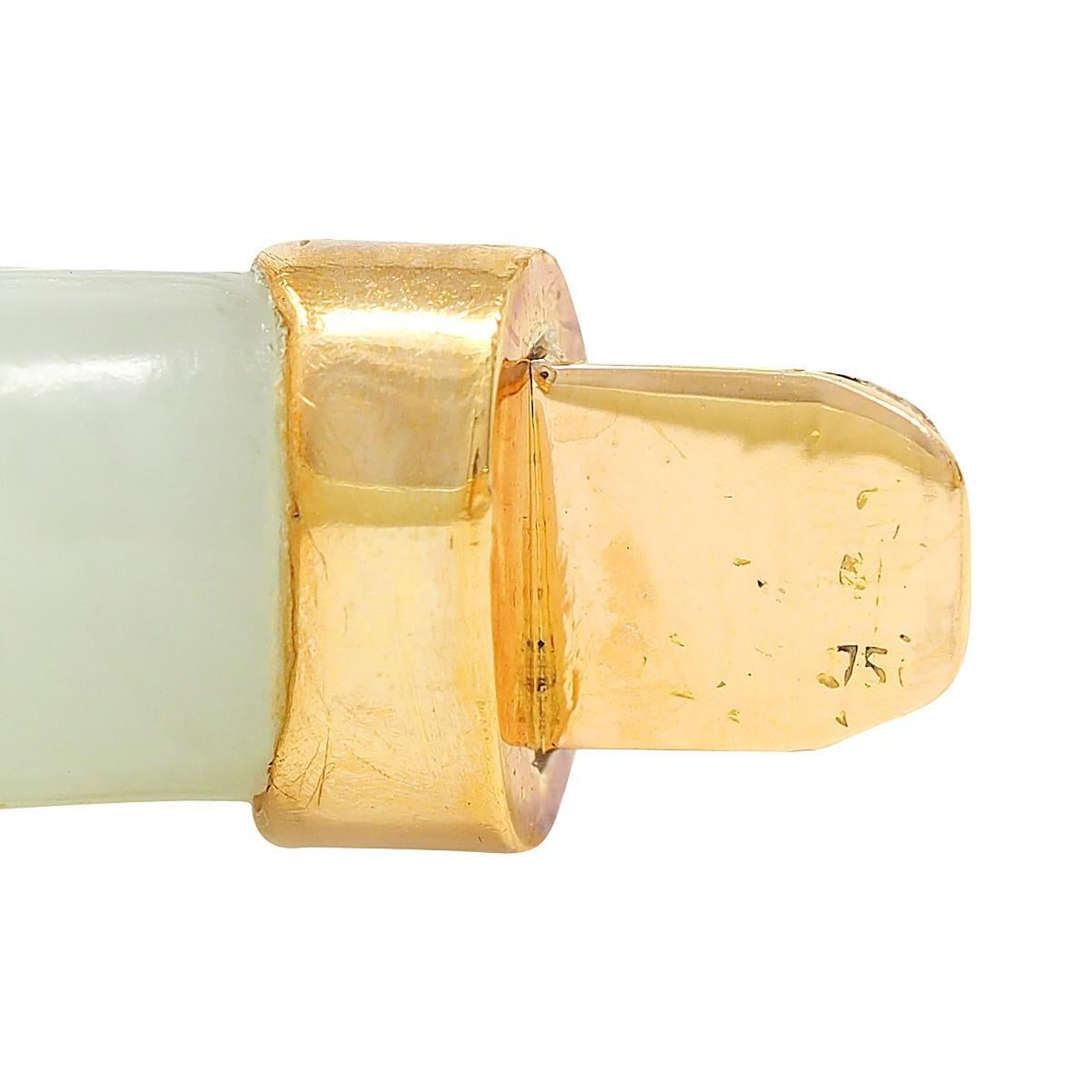 Vintage Jade Red Enamel 18 Karat Yellow Gold Two Dragons Cuff Bracelet For Sale 3