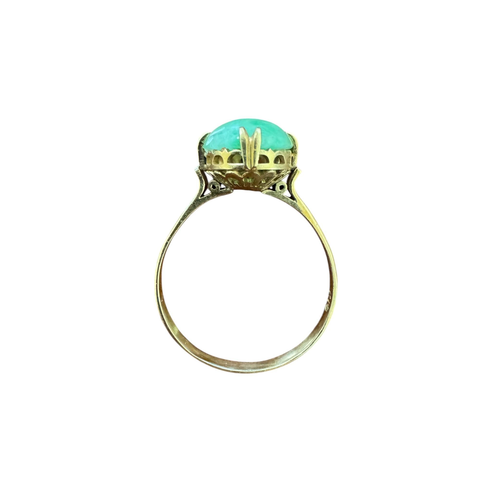 Vintage Jade Solitaire Ring 18K Yellow Gold 3