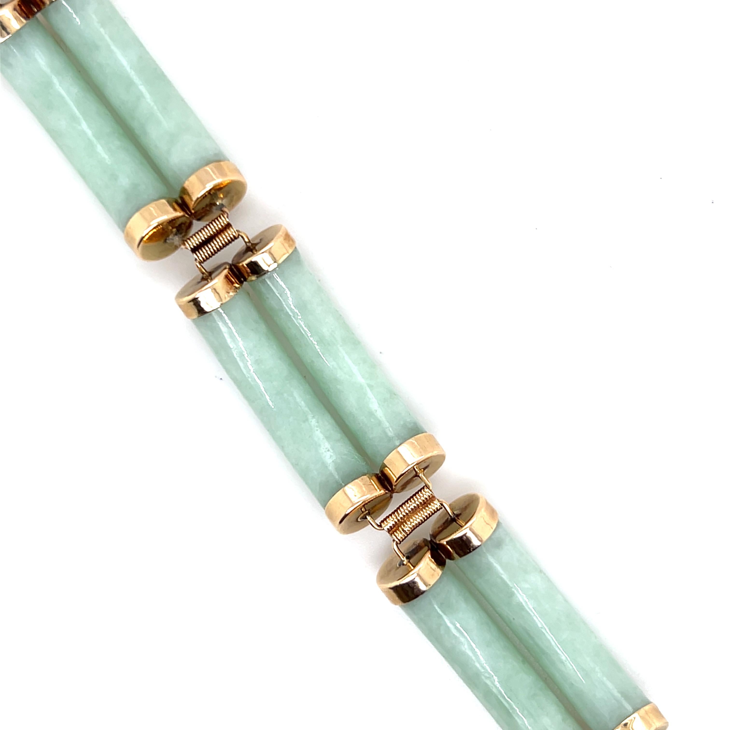 Vintage Jadeit 14k Gelbgold Chinesisch Fu Symbol Glücksarmband im Angebot 4