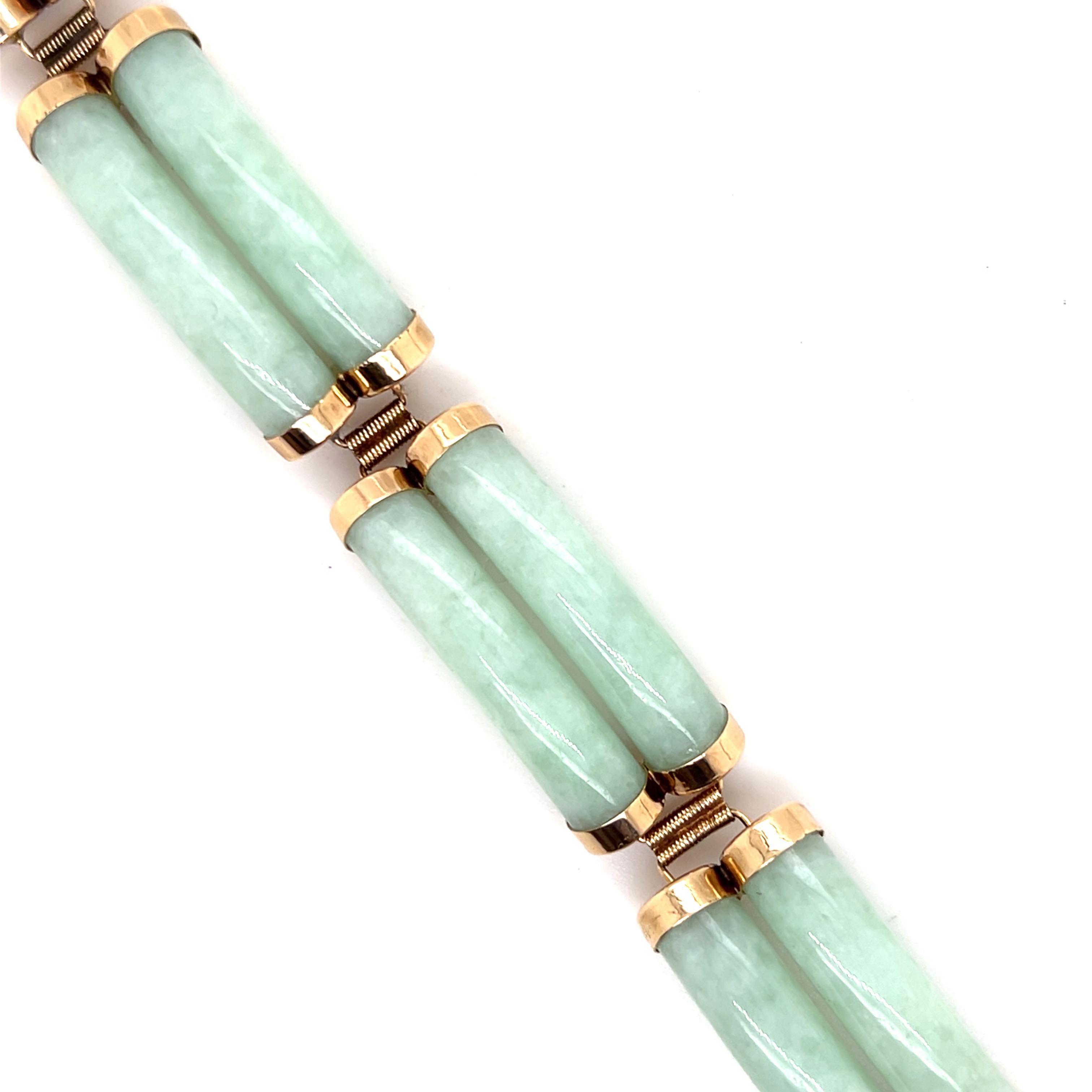 Vintage Jadeit 14k Gelbgold Chinesisch Fu Symbol Glücksarmband im Angebot 3