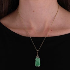 Vintage Jadeite & Diamond Platinum Pendant On A Gold Chain