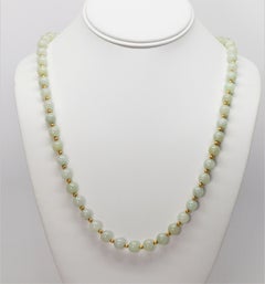 Vintage Jadeite Gold Bead Necklace