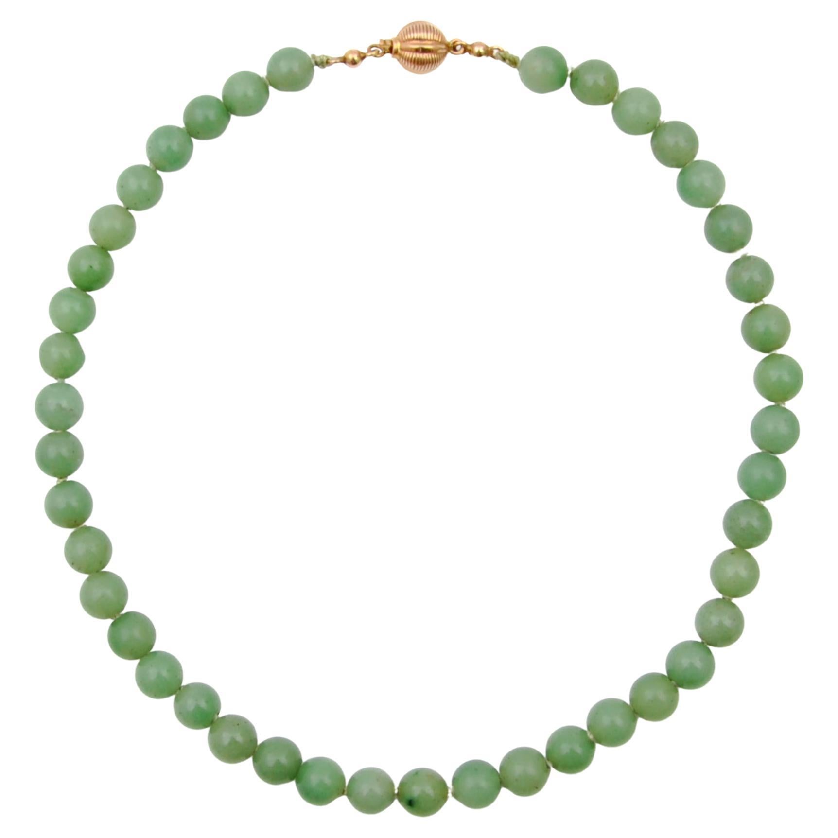18 Karat Yellow Gold Chita Jade Caoutchouc Green Beaded Necklace For Sale at 1stDibs raw