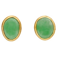 Antique Jadeite Jade 18K Gold Earrings