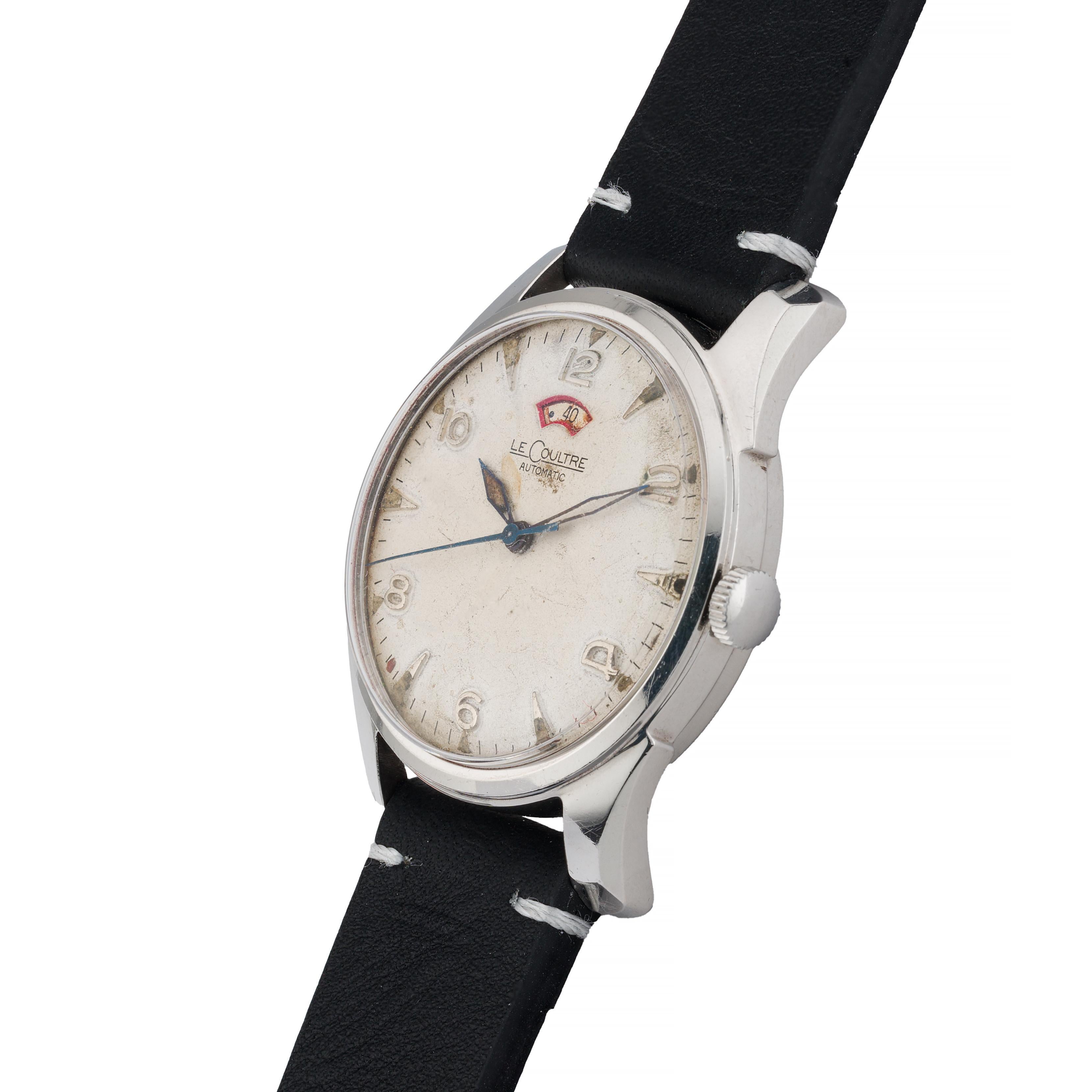 Women's or Men's Vintage Jaegar LeCoultre Power Matic Stainless Steel Wrist Watch Circa 1955 For Sale